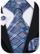 barry.wang designer classic ties for men set formal pocket square cufflink check plaid logo