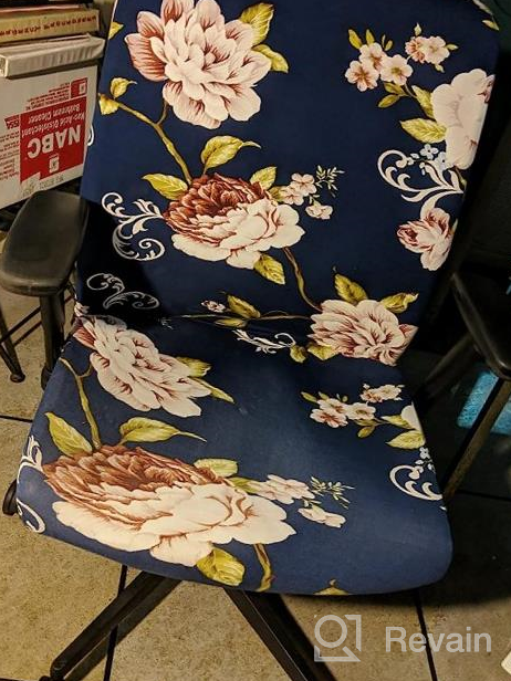 img 1 attached to Floral Office Chair Makeover: WOMACO High Back Chair Cover - Yellow Flower Print, Large review by Johnathan Cash