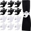 loghog ghost napkin rings set of 12, white and black ghost napkin buckle for halloween holiday birthday party decoration logo