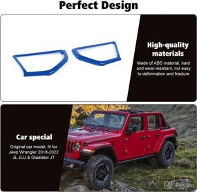 img 1 attached to 🔵 Enhance Your Jeep Wrangler JL JLU & Gladiator JT with RT-TCZ A Pillar Speaker Trim Cover Ring Decoration (Blue) - 2018-2022 Interior Accessories