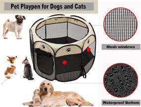 img 2 attached to 🐶 SweetBin Medium Dog Playpen/Cat Pen: Waterproof Bottom, Removable Zipper Top, Travel-Friendly | Side Door for Dogs & Cats