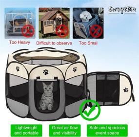 img 1 attached to 🐶 SweetBin Medium Dog Playpen/Cat Pen: Waterproof Bottom, Removable Zipper Top, Travel-Friendly | Side Door for Dogs & Cats