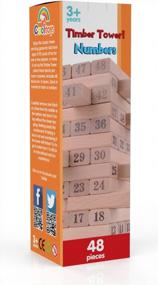 img 1 attached to Number Matching Wood Block Stacking Game - CoolToys Timber Tower Playset (48 Pieces)