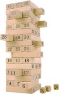 number matching wood block stacking game - cooltoys timber tower playset (48 pieces) logo