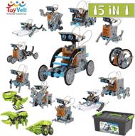 15-in-1 solar robot kit - includes 2 solar building sets and a stylish storage container - stem science toys for boys and girls aged 8 to 12 years - solar powered by the sun - toyvelt logo