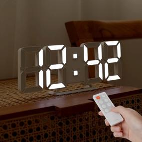 img 4 attached to Mooas Pure Slim 11.8" LED Digital Alarm Clock White (M), Ultra-Thin 3D Design, Auto Adjust Brightness Levels, Remote Control Operated With Adapter