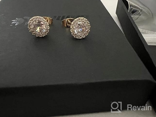 img 1 attached to Chic Cubic Zirconia Halo Stud Earrings: Glamorous Fashion Jewelry for Women & Men review by Ruvani Rodriguez