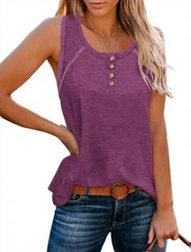 img 4 attached to Loose Sleeveless Henley Shirt For Women - Casual Button Down Tank Top With Exposed Seams By Minclouse