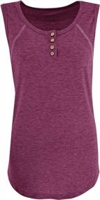 img 2 attached to Loose Sleeveless Henley Shirt For Women - Casual Button Down Tank Top With Exposed Seams By Minclouse
