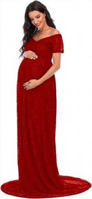 img 3 attached to Elegant Off Shoulder Lace Floral Maternity Gown For Baby Shower, Photography & Bridesmaid Dress - ZIUMUDY