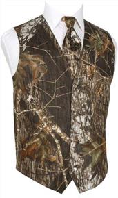 img 3 attached to Mens Camouflage 2 Piece Vests With 4 Button Outerwear And Matching Tie By HBDesign