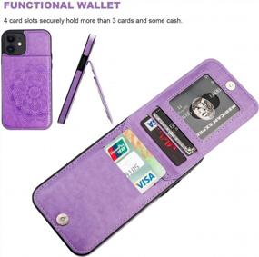 img 2 attached to Vaburs iPhone 12 Pro Case with Wallet Card Holder - Embossed Mandala Pattern Flower PU Leather - 4 Card Slots - Kickstand - Shockproof Flip Cover - 6.1 Inch (Purple)