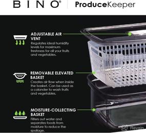 img 2 attached to BINO Produce Saver: 15.2 Cup/3.6L Fridge Containers for Fresh 🥬 Fruits and Veggies - Lettuce Keeper, Berry Basket, and Vegetable Storage Solution