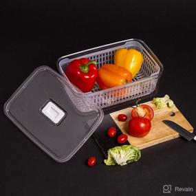 img 1 attached to BINO Produce Saver: 15.2 Cup/3.6L Fridge Containers for Fresh 🥬 Fruits and Veggies - Lettuce Keeper, Berry Basket, and Vegetable Storage Solution