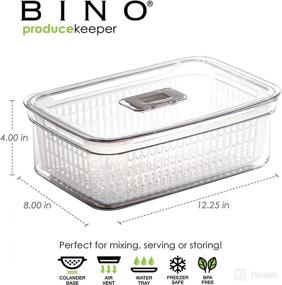 img 3 attached to BINO Produce Saver: 15.2 Cup/3.6L Fridge Containers for Fresh 🥬 Fruits and Veggies - Lettuce Keeper, Berry Basket, and Vegetable Storage Solution