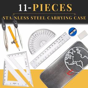 img 4 attached to Complete Geometry And Compass Set With Durable Stainless Steel Case - Ideal For Students And Math Enthusiasts