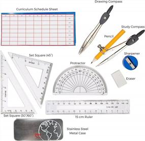 img 3 attached to Complete Geometry And Compass Set With Durable Stainless Steel Case - Ideal For Students And Math Enthusiasts