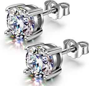 img 4 attached to 💎 Top-Quality NINA&NANA Sterling Silver Earrings with Austrian Cubic Zirconia - Ideal Gift Box included, 4mm, 5mm, and 6mm options