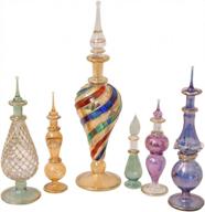 6pc egyptian blown glass decorative miniature perfume bottles genie potions mix set - crafts of egypt logo