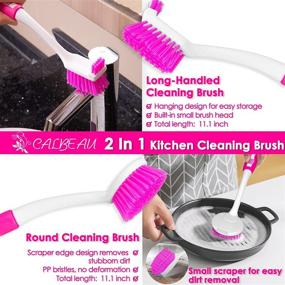 img 2 attached to 🧼 20Pcs Pink Cleaning Scrub Brushes Set: Long Handle Kitchen Brushes for Effective Cleaning - Bendable Bottle Brush, Sponges, Cleaning Towel, Gloves Included - Ideal for Household Use