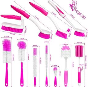 img 3 attached to 🧼 20Pcs Pink Cleaning Scrub Brushes Set: Long Handle Kitchen Brushes for Effective Cleaning - Bendable Bottle Brush, Sponges, Cleaning Towel, Gloves Included - Ideal for Household Use