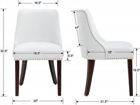 img 2 attached to Набор из 2 современных обеденных стульев середины века с деревянными ножками и удобной белой обивкой - идеально подходит для кухни, ресторана или спальни