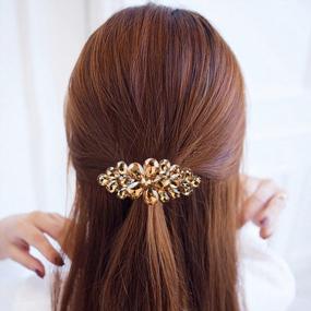 img 1 attached to Sankuwen Flower Luxury Jewelry Design Hairpin Rhinestone Hair Barrette Clip ,Also Perfect Mother'S Day Gifts For Mom(Style B,Champagne)
