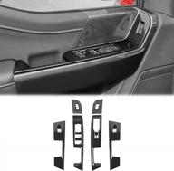 voodonala window lift control panel interior trim switch panel accessories for ford f150 2021 2022 (6pcs/set,carbon fiber black) logo