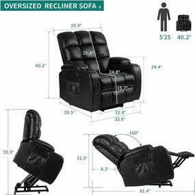 img 3 attached to YITAHOME Power Lift Recliner Chair, Electric Sofa For Elderly PU Leather Single Modern Sofa Chair Home Theater Seating With Cup Holders And Side Pockets For Living Room（Black