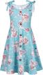 summer sundress for girls: sleeveless shoulder strap tie dress with button, sizes 6-12 years by alisister logo