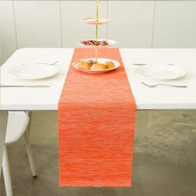 img 3 attached to OSVINO Orange Table Runner - 12X71In Stain Resistant Home Decor Dining Mat For Weddings & Kitchens