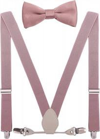 img 3 attached to Men'S Boys' Leather Suspenders And Bow Tie Set Elastic For Wedding, YJDS