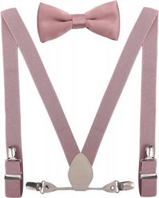 img 4 attached to Men'S Boys' Leather Suspenders And Bow Tie Set Elastic For Wedding, YJDS