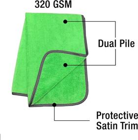 img 1 attached to 🚗 Detailer's Preference Large Microfiber Towels 12-Pack for Car Detailing, Washing, and Drying - 16x24 inches, 320 GSM, Green