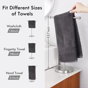 img 1 attached to Stylish T-Shape Hand Towel Holder - Fits Standard Towels, Weighted Base, Durable SUS304 Stainless Steel, Brushed Finish - Ideal For Countertop Use - BTH208S14B-2 By KES