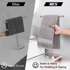 img 2 attached to Stylish T-Shape Hand Towel Holder - Fits Standard Towels, Weighted Base, Durable SUS304 Stainless Steel, Brushed Finish - Ideal For Countertop Use - BTH208S14B-2 By KES