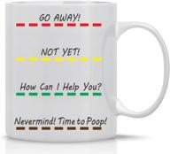 go away, not yet nevermind, time to poop - 11oz ceramic coffee mug - inspirational & sarcastic mug - funny gifts for bosses, ceo, managers, employees, family and friends - by cbt mugs logo