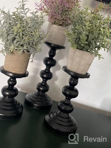 img 1 attached to Set Of 3 Black Metal Candle Holders For Pillar Candles - Ideal Home And Wedding Decorations, Perfect For Centerpieces, Fireplaces, And Tables review by Jun Merritt