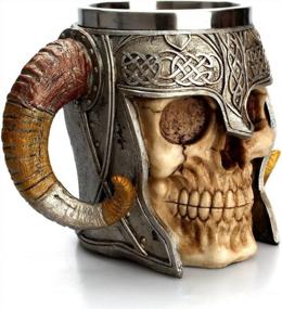 img 2 attached to Viking Skull Mug - Stainless Steel Drinking Cup With Skeleton Resin Design, Ideal For Beer, Coffee, Tea, And Halloween Bar Parties - Unique Tankard Drinkware Gift