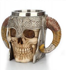img 3 attached to Viking Skull Mug - Stainless Steel Drinking Cup With Skeleton Resin Design, Ideal For Beer, Coffee, Tea, And Halloween Bar Parties - Unique Tankard Drinkware Gift
