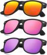get ready to shine with polarized matte sunglasses - 3 pack for men and women - 100% uv protection and color mirror lens logo