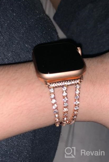 img 1 attached to Bling Rhinestone Metal Link Apple Watch Band For Women - Compatible With Series 1-8 And SE review by Robert Fulce