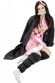 img 2 attached to Halloween Costume For Women - Kamado Cosplay Outfit With Kimono Haori And Bamboo - Available In US Sizes