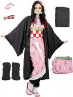 halloween costume for women - kamado cosplay outfit with kimono haori and bamboo - available in us sizes logo