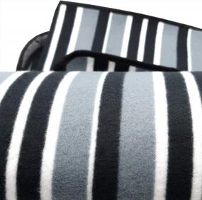 img 2 attached to Portable Extra Large Picnic & Outdoor Blanket 3-Layer Waterproof Handy Mat Tote Black White Striped Beach Camping Grass Sandproof