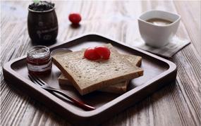 img 3 attached to Large Rustic Walnut Wooden Serving Tray - 9 X 9 Inch Square Platter For Tea, Coffee Table