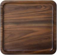 large rustic walnut wooden serving tray - 9 x 9 inch square platter for tea, coffee table logo