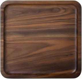 img 4 attached to Large Rustic Walnut Wooden Serving Tray - 9 X 9 Inch Square Platter For Tea, Coffee Table