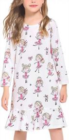 img 4 attached to Cuddle Up In Style: Arshiner Girls' Long Sleeve Cat Nightgown Pajama Dress