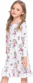 img 3 attached to Cuddle Up In Style: Arshiner Girls' Long Sleeve Cat Nightgown Pajama Dress